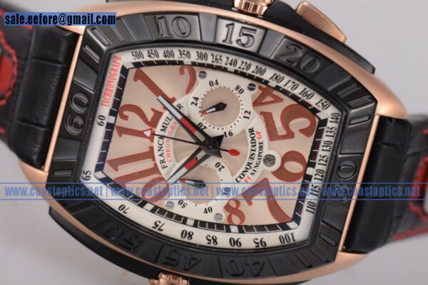 Franck Muller Conquistador Grand Prix Replica Chrono Watch Rose Gold 9900 CC DT GPG - Click Image to Close